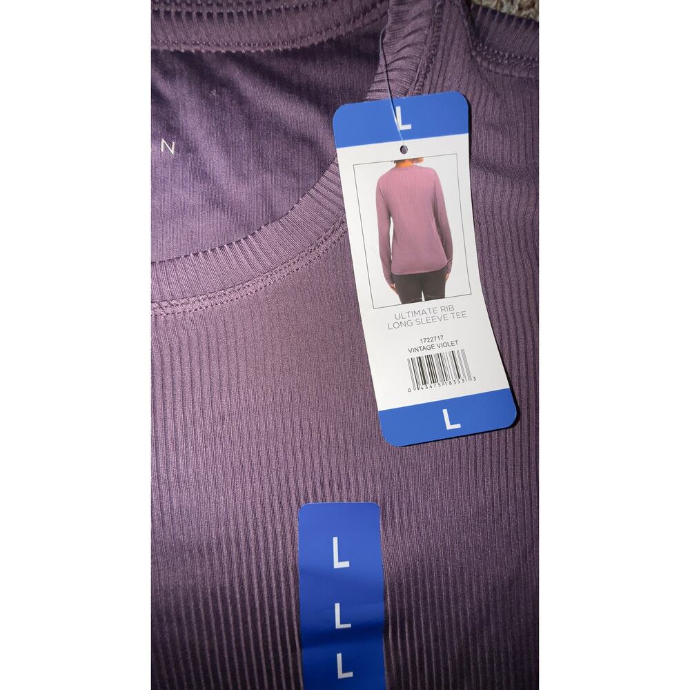 Danskin Ladies' Ribbed Long Sleeve Active Top  Purple, Size L NWT - Picture 7 of 10